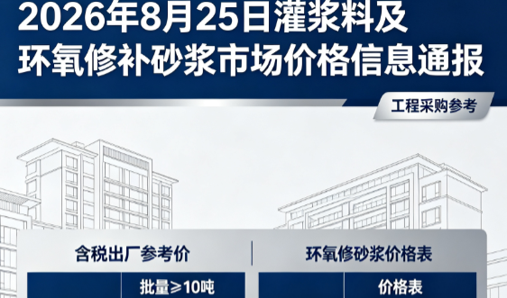霍山2026年8月25日灌浆料及环氧修补砂浆市场价格信息通报